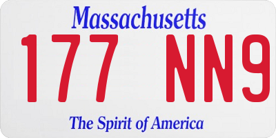MA license plate 177NN9