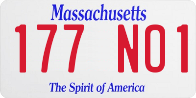 MA license plate 177NO1