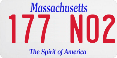 MA license plate 177NO2