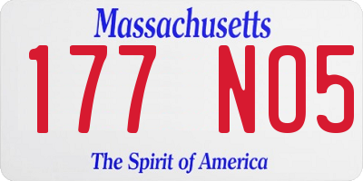 MA license plate 177NO5