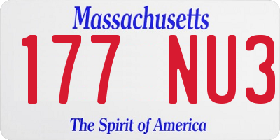 MA license plate 177NU3