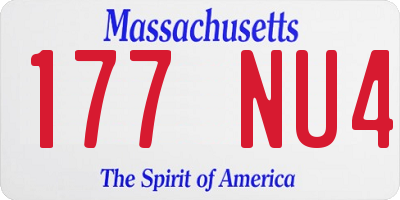 MA license plate 177NU4