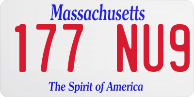 MA license plate 177NU9