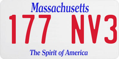 MA license plate 177NV3