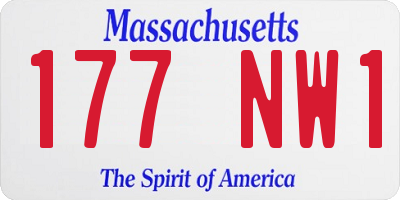 MA license plate 177NW1