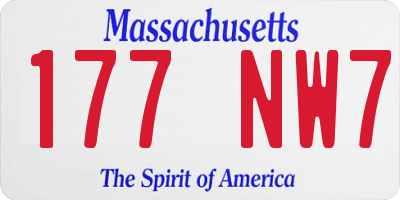 MA license plate 177NW7