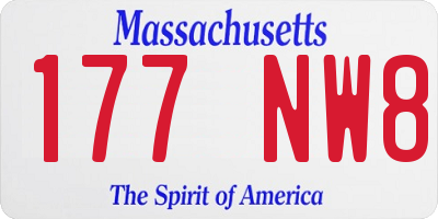 MA license plate 177NW8