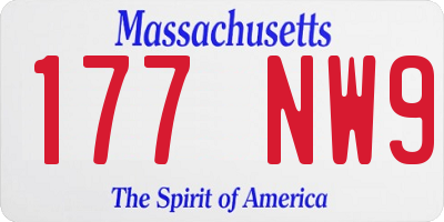 MA license plate 177NW9