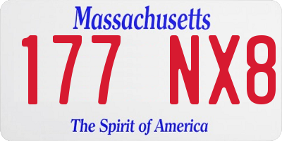 MA license plate 177NX8