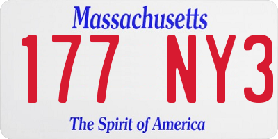 MA license plate 177NY3