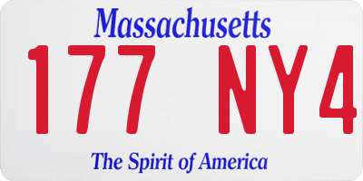 MA license plate 177NY4