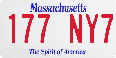 MA license plate 177NY7