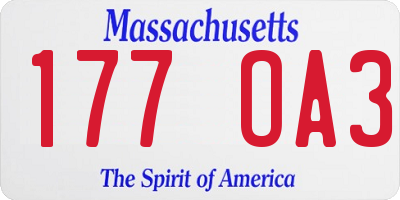 MA license plate 177OA3