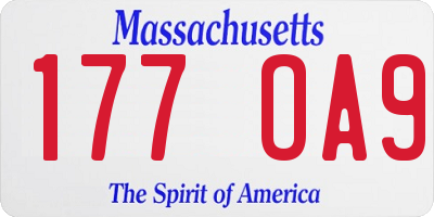 MA license plate 177OA9