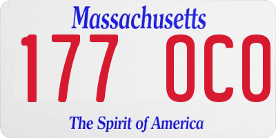 MA license plate 177OC0