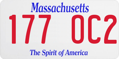 MA license plate 177OC2