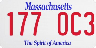 MA license plate 177OC3