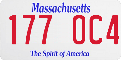 MA license plate 177OC4