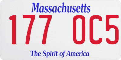 MA license plate 177OC5