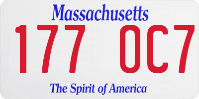 MA license plate 177OC7