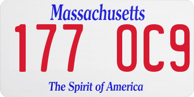 MA license plate 177OC9