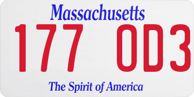 MA license plate 177OD3