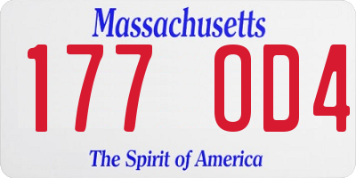 MA license plate 177OD4