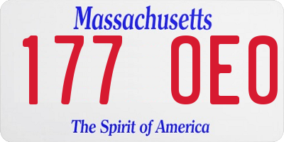 MA license plate 177OE0