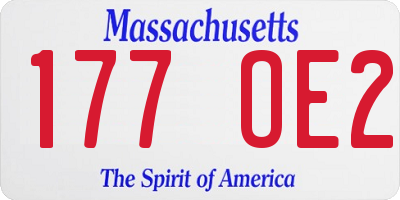 MA license plate 177OE2