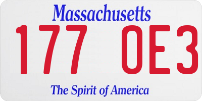 MA license plate 177OE3