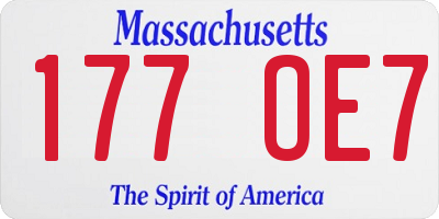 MA license plate 177OE7