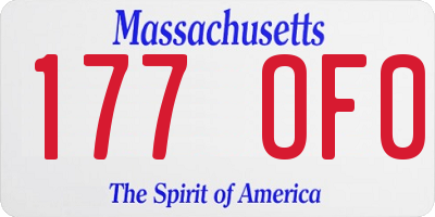 MA license plate 177OF0