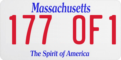 MA license plate 177OF1