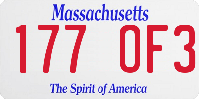 MA license plate 177OF3