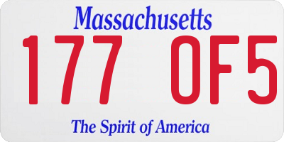 MA license plate 177OF5