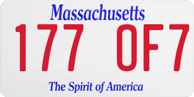 MA license plate 177OF7