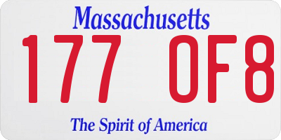 MA license plate 177OF8