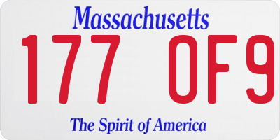 MA license plate 177OF9