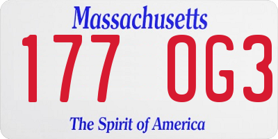 MA license plate 177OG3
