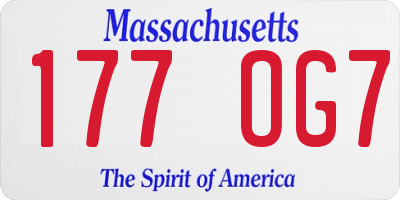 MA license plate 177OG7