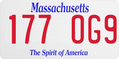 MA license plate 177OG9