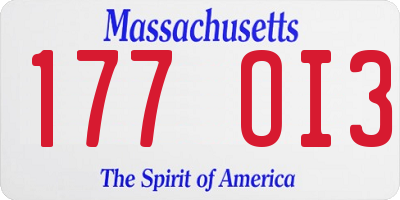 MA license plate 177OI3