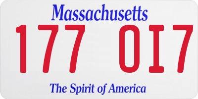MA license plate 177OI7