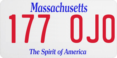 MA license plate 177OJ0