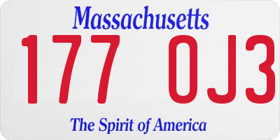 MA license plate 177OJ3