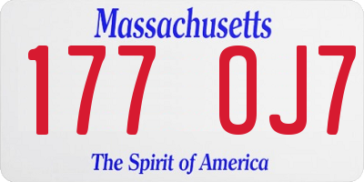 MA license plate 177OJ7
