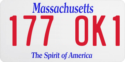 MA license plate 177OK1