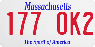 MA license plate 177OK2