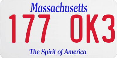 MA license plate 177OK3
