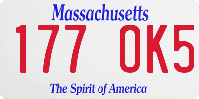 MA license plate 177OK5
